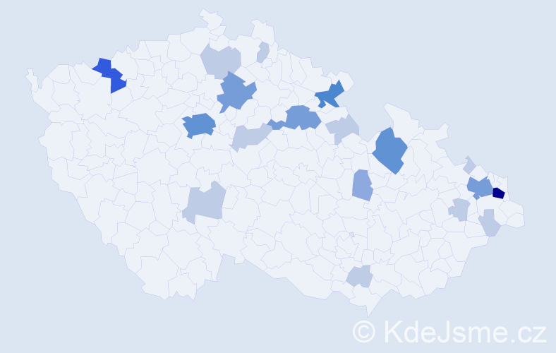 Příjmení: 'Borbély', počet výskytů 49 v celé ČR