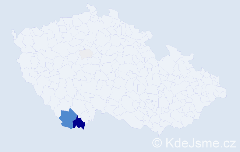 Příjmení: 'Theier', počet výskytů 5 v celé ČR