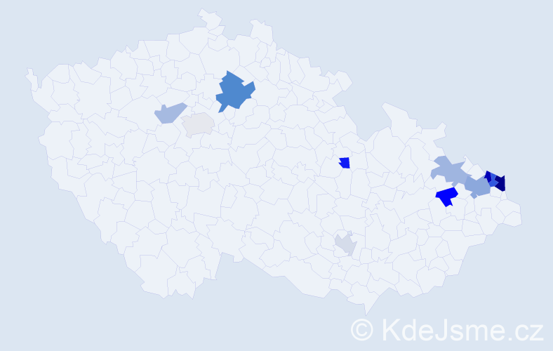 Příjmení: 'Grabiec', počet výskytů 21 v celé ČR