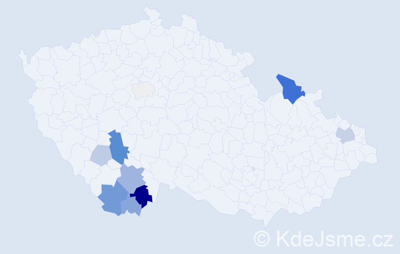 Příjmení: 'Stiskala', počet výskytů 28 v celé ČR