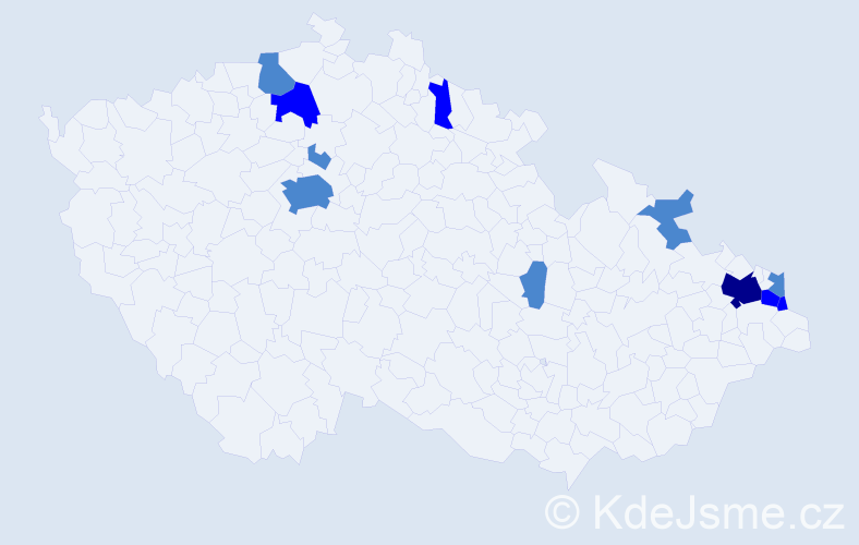 Příjmení: 'Magočová', počet výskytů 17 v celé ČR