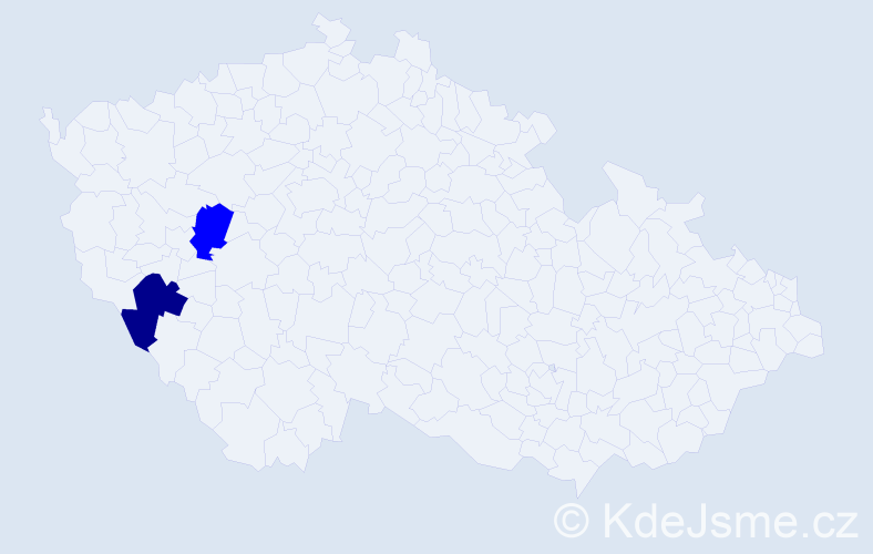 Příjmení: 'Kybyc', počet výskytů 5 v celé ČR