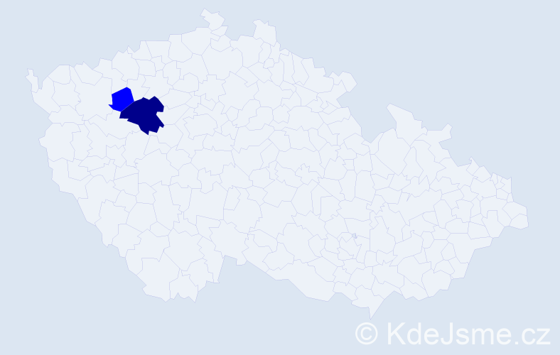 Příjmení: 'Tikner', počet výskytů 5 v celé ČR