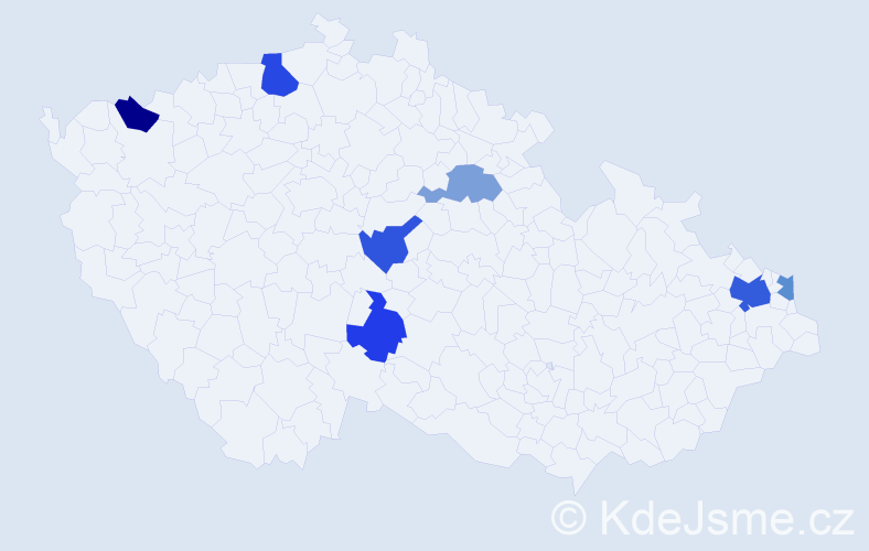 Příjmení: 'Márta', počet výskytů 11 v celé ČR