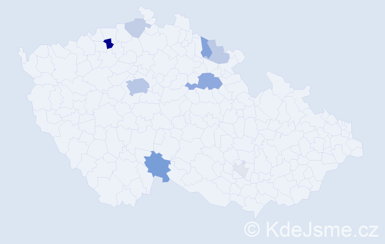 Příjmení: 'Bučina', počet výskytů 23 v celé ČR