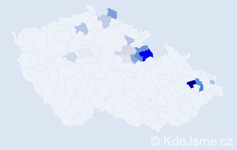 Příjmení: 'Podstavková', počet výskytů 46 v celé ČR