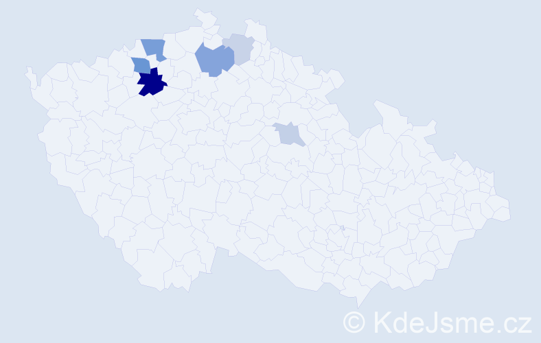 Příjmení: 'Cabová', počet výskytů 15 v celé ČR