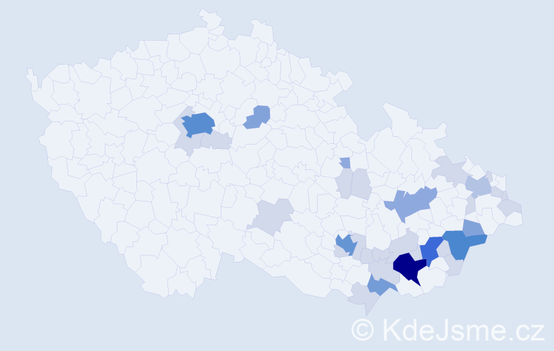 Příjmení: 'Husek', počet výskytů 87 v celé ČR