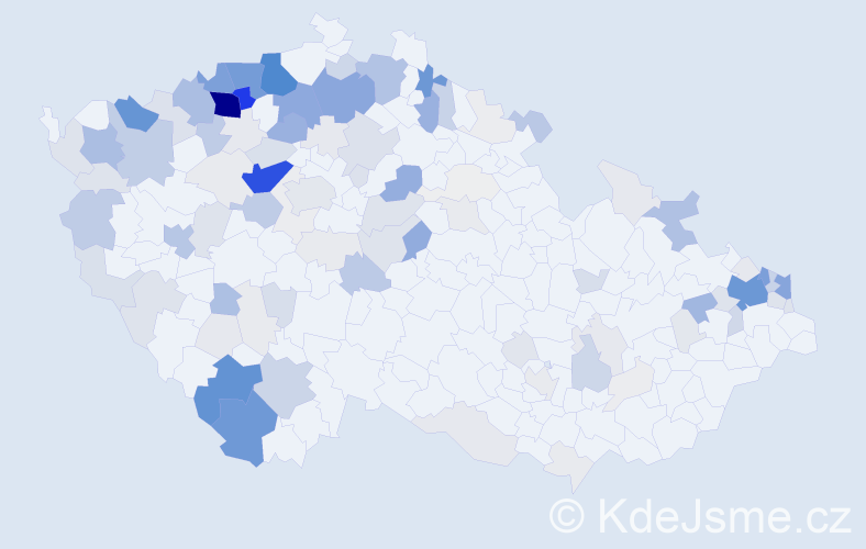 Příjmení: 'Tokár', počet výskytů 628 v celé ČR
