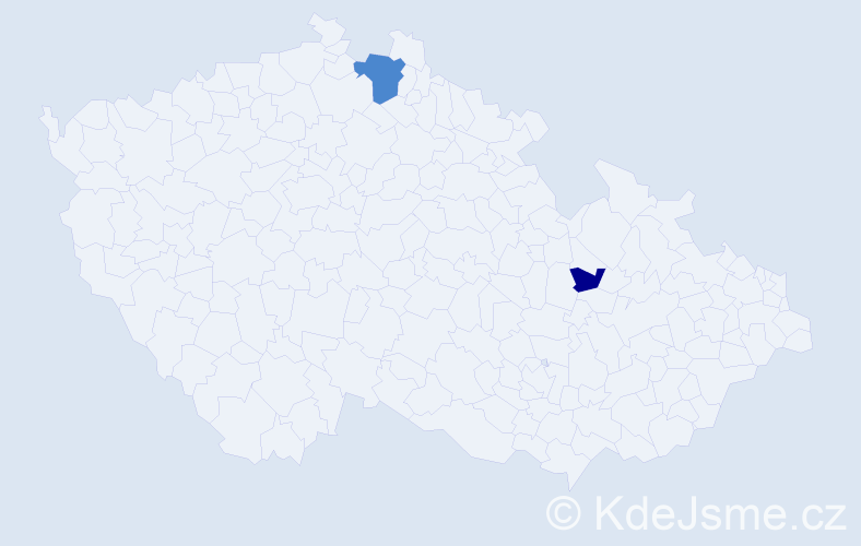 Příjmení: 'Kinová', počet výskytů 9 v celé ČR
