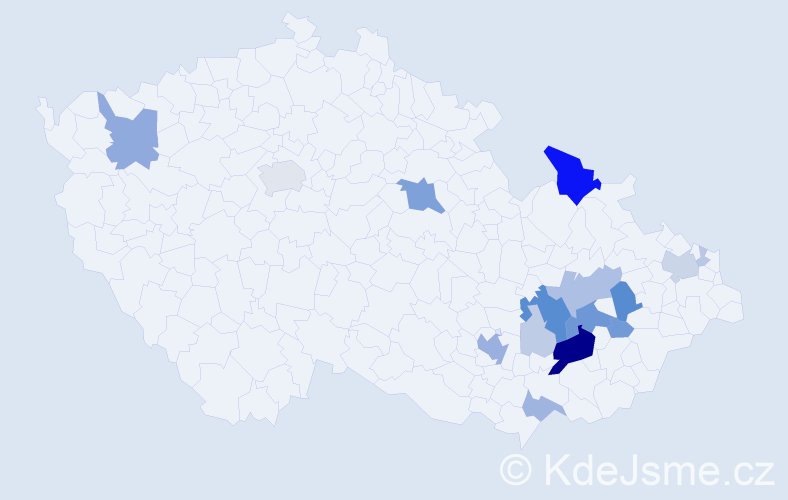 Příjmení: 'Kucián', počet výskytů 65 v celé ČR