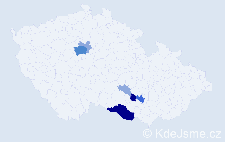 Příjmení: 'Čertek', počet výskytů 23 v celé ČR