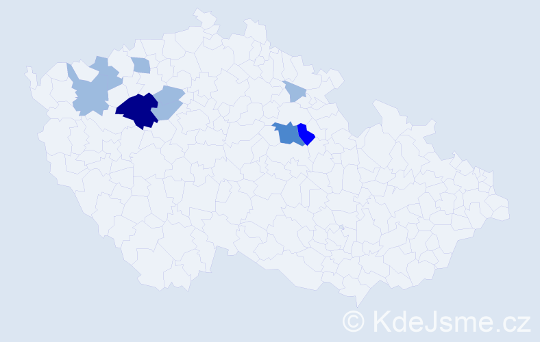Příjmení: 'Číhař', počet výskytů 15 v celé ČR