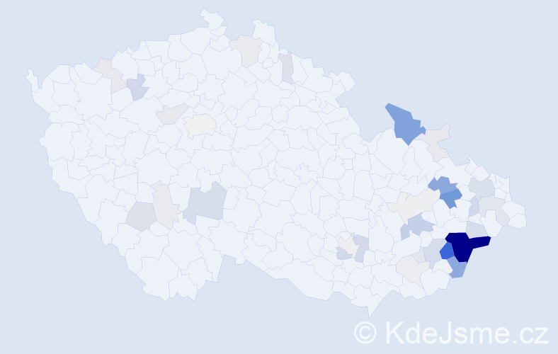 Příjmení: 'Daňa', počet výskytů 162 v celé ČR