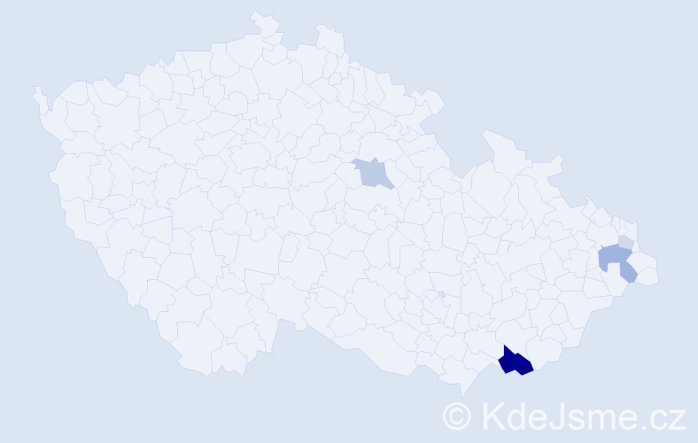 Příjmení: 'Pindora', počet výskytů 14 v celé ČR