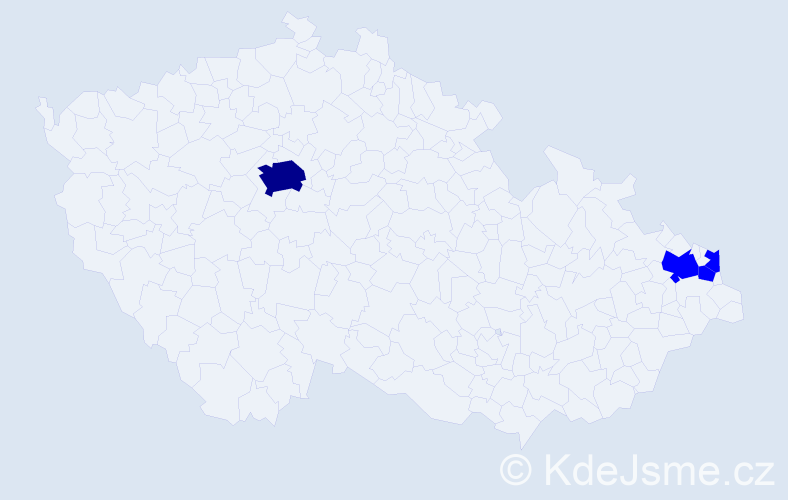 Příjmení: 'Paják', počet výskytů 5 v celé ČR