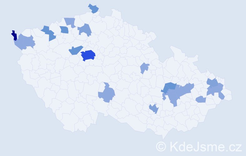 Příjmení: 'Bodor', počet výskytů 48 v celé ČR