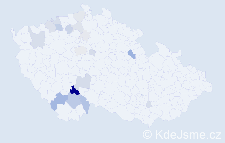 Příjmení: 'Buneš', počet výskytů 74 v celé ČR