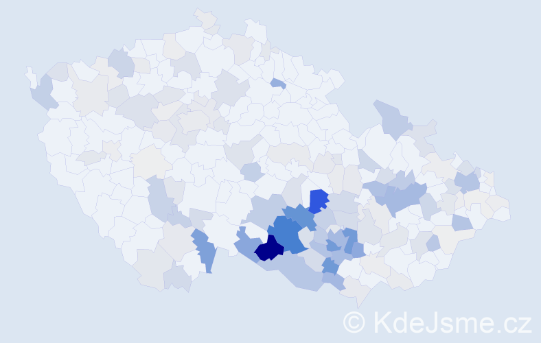 Příjmení: 'Vrbka', počet výskytů 597 v celé ČR