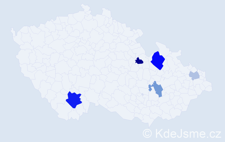 Příjmení: 'Kontroš', počet výskytů 8 v celé ČR