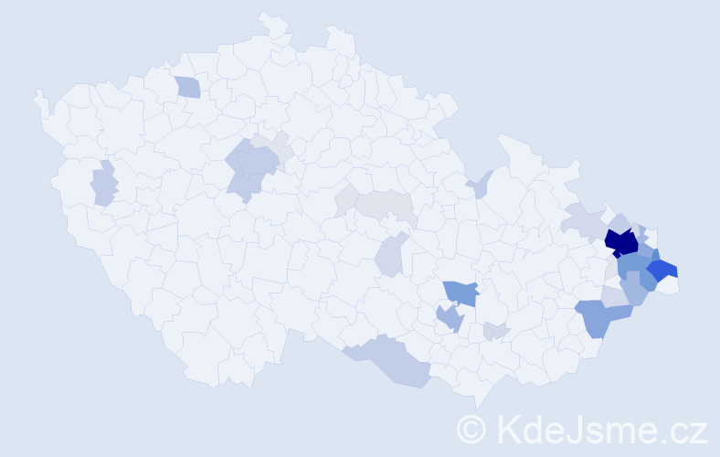 Příjmení: 'Bojdová', počet výskytů 147 v celé ČR