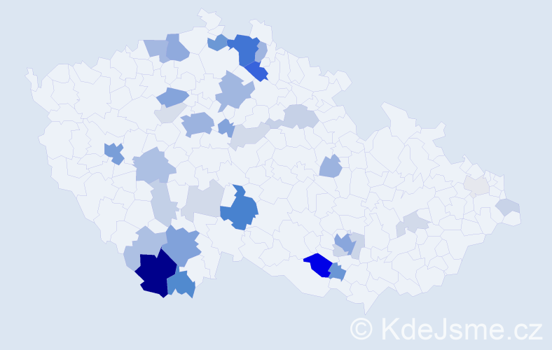 Příjmení: 'Wiener', počet výskytů 118 v celé ČR