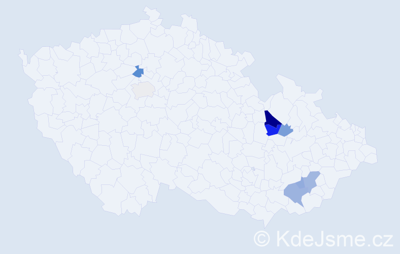 Příjmení: 'Fišner', počet výskytů 16 v celé ČR