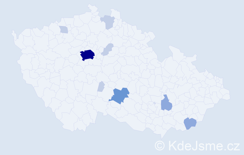 Příjmení: 'Měska', počet výskytů 23 v celé ČR