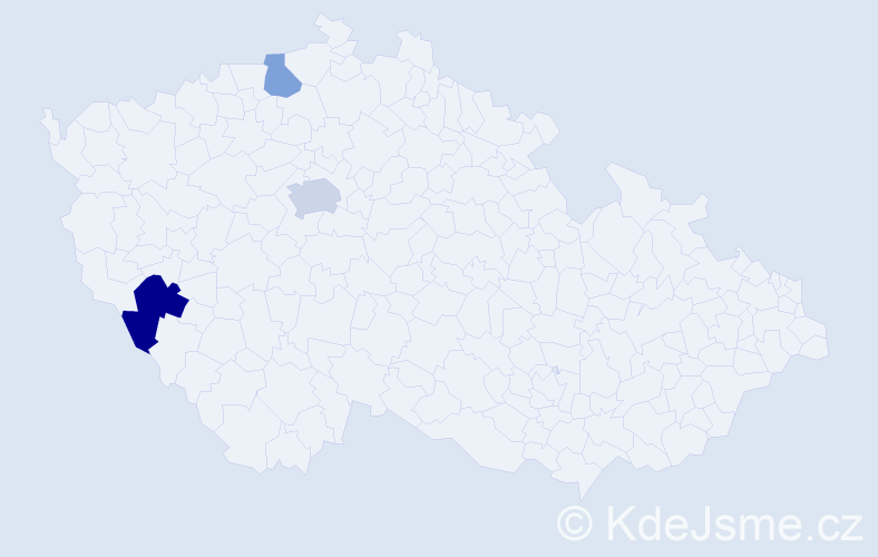 Příjmení: 'Nehila', počet výskytů 5 v celé ČR