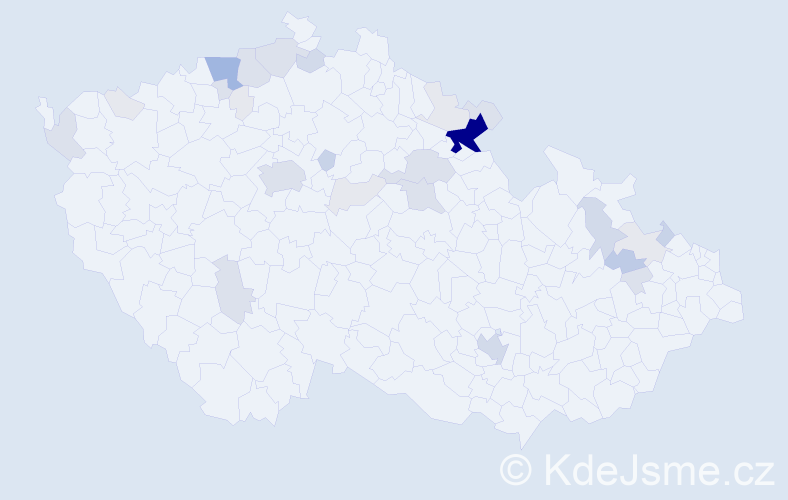 Příjmení: 'Kuru', počet výskytů 104 v celé ČR