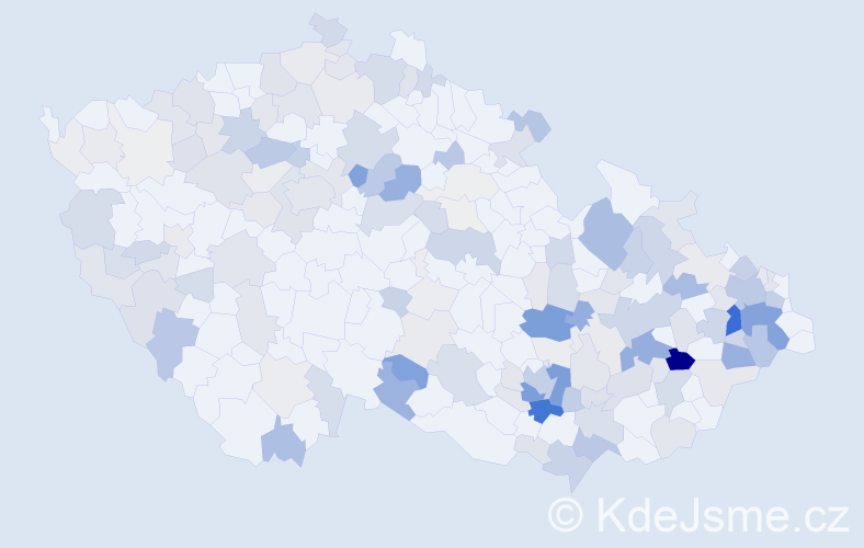 Příjmení: 'Janek', počet výskytů 593 v celé ČR