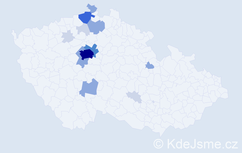 Příjmení: 'Doutnáč', počet výskytů 45 v celé ČR
