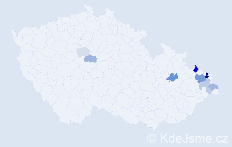 Příjmení: 'Matlak', počet výskytů 23 v celé ČR