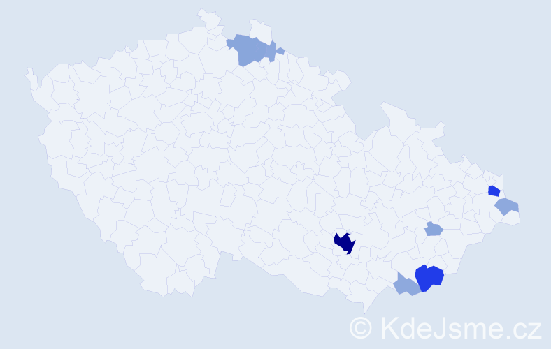 Příjmení: 'Zajdová', počet výskytů 30 v celé ČR