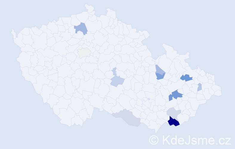 Příjmení: 'Tomšic', počet výskytů 23 v celé ČR