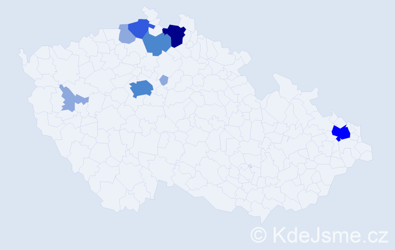 Příjmení: 'Maliariková', počet výskytů 19 v celé ČR