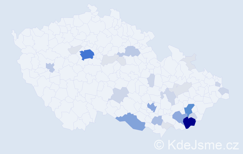 Příjmení: 'Pilka', počet výskytů 101 v celé ČR