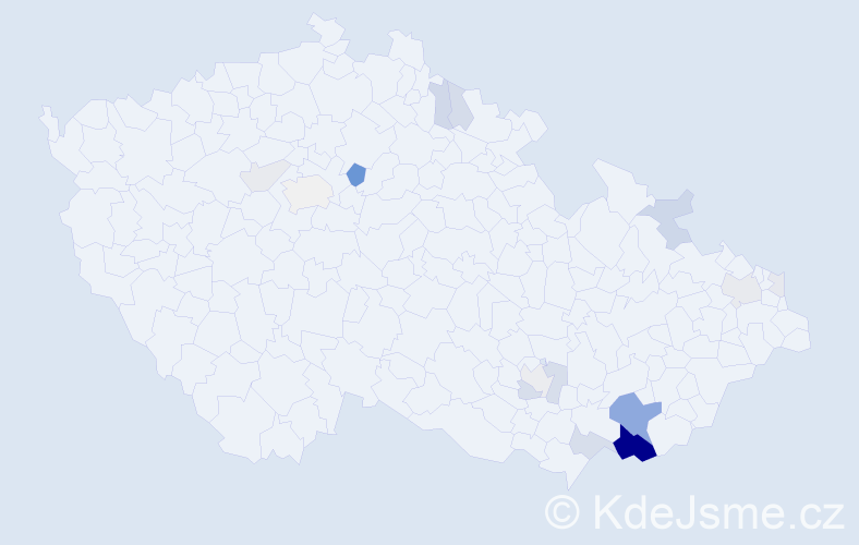 Příjmení: 'Dula', počet výskytů 56 v celé ČR