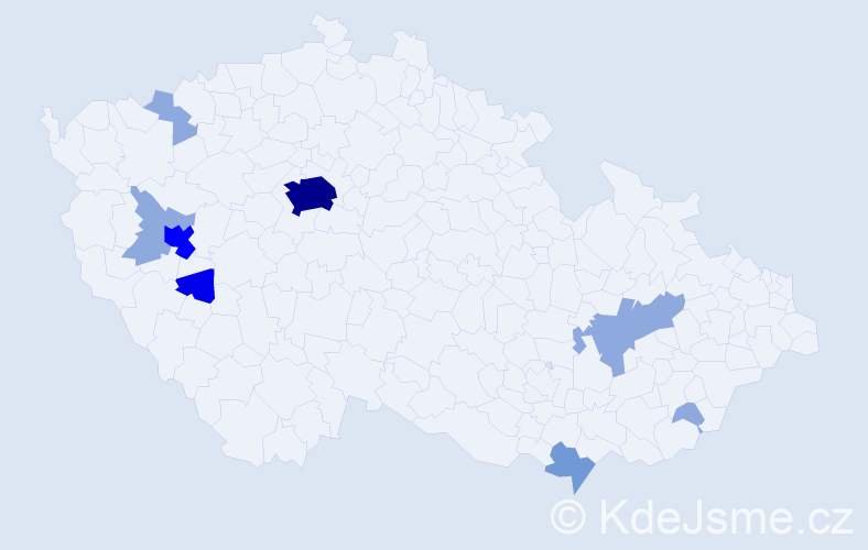 Příjmení: 'Vohrna', počet výskytů 23 v celé ČR