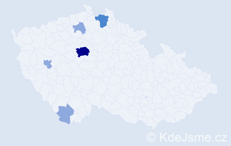 Příjmení: 'Wallis', počet výskytů 10 v celé ČR
