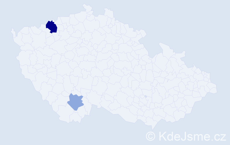 Příjmení: 'Debel', počet výskytů 6 v celé ČR