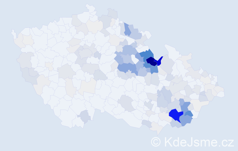 Příjmení: 'Dostálková', počet výskytů 631 v celé ČR