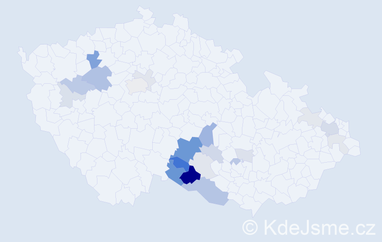 Příjmení: 'Cvaková', počet výskytů 58 v celé ČR