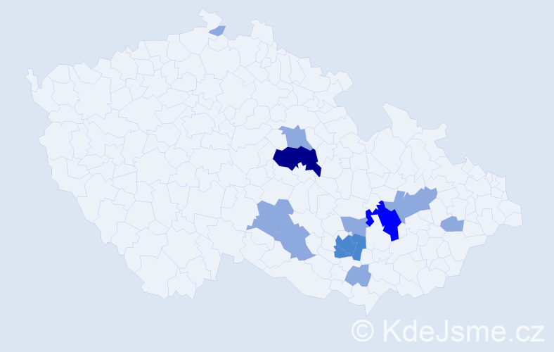 Příjmení: 'Bezoušek', počet výskytů 21 v celé ČR