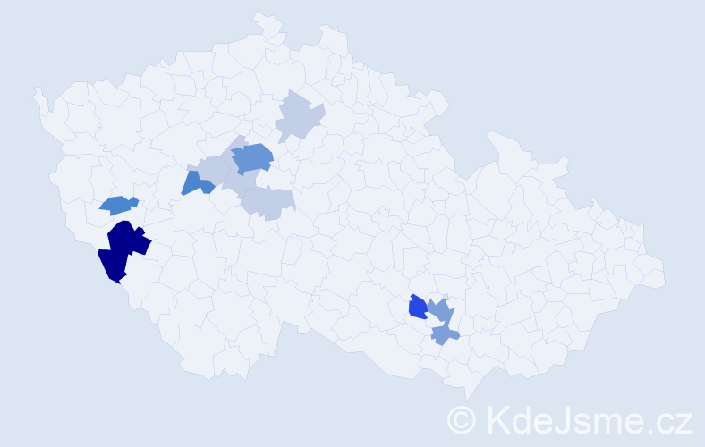 Příjmení: 'Baštař', počet výskytů 42 v celé ČR