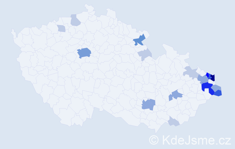 Příjmení: 'Chylková', počet výskytů 59 v celé ČR