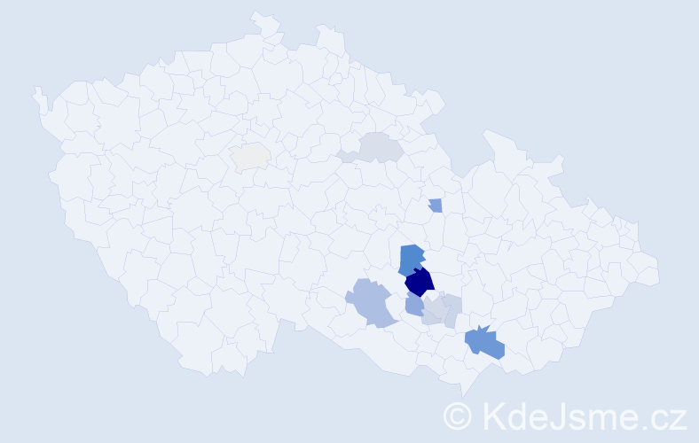 Příjmení: 'Peringerová', počet výskytů 22 v celé ČR