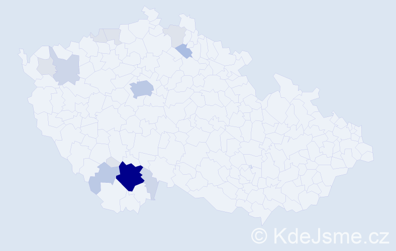 Příjmení: 'Klojda', počet výskytů 47 v celé ČR