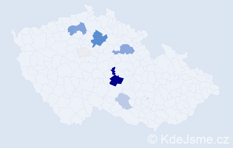 Příjmení: 'Cápová', počet výskytů 20 v celé ČR