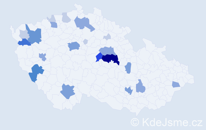 Příjmení: 'Kváč', počet výskytů 66 v celé ČR